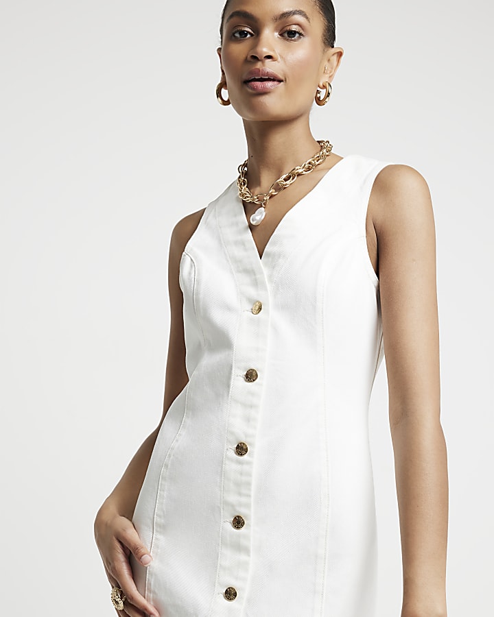 White denim waistcoat dress