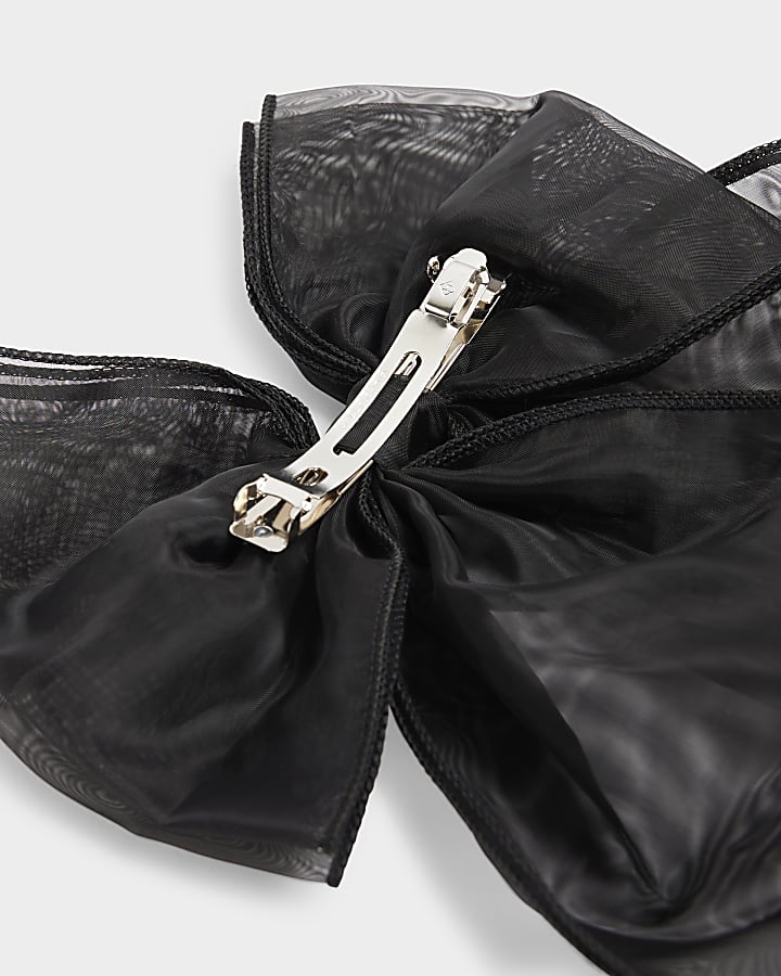 Black Organza Bow Hair Clip