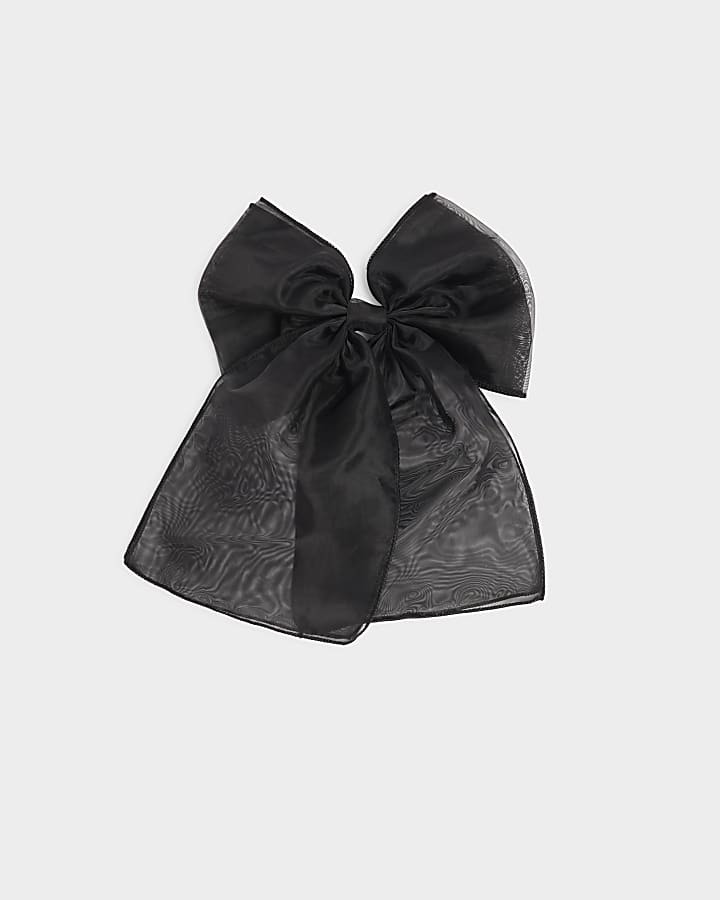 Black Organza Bow Hair Clip