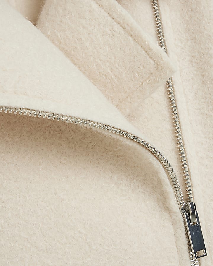 Cream Oversize Biker Jacket