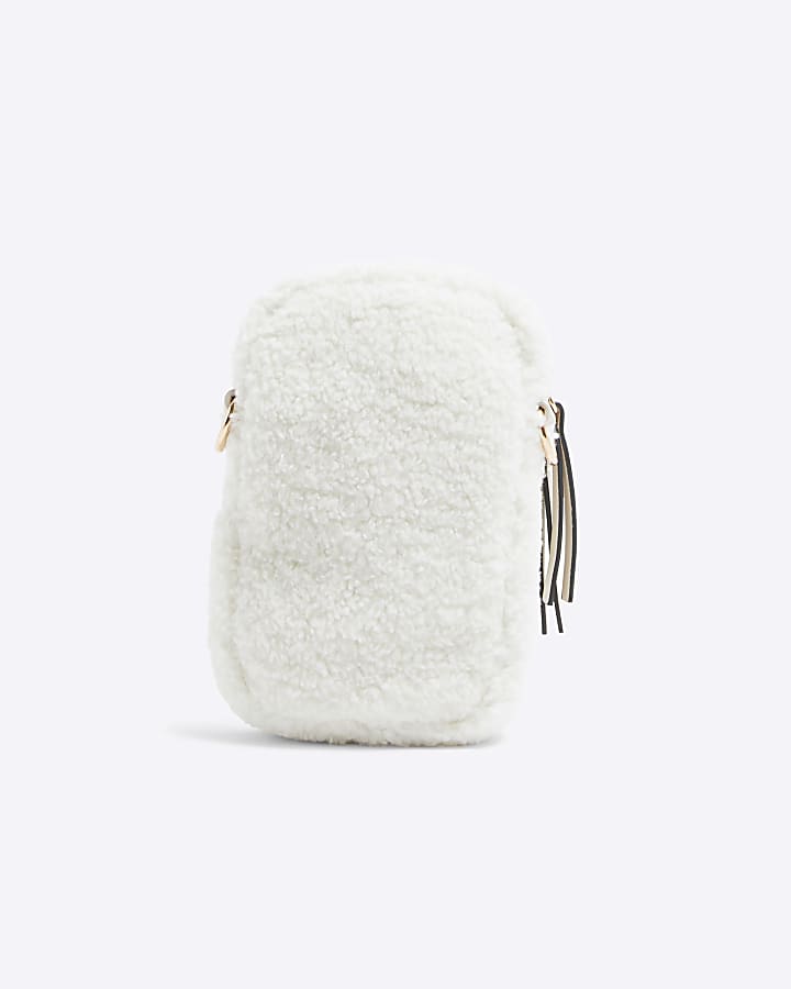 Cream Borg Quilted Cross Body Bag