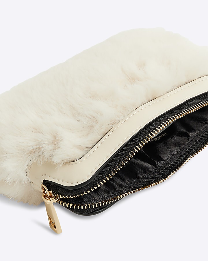 Cream Faux Fur Pouch Purse