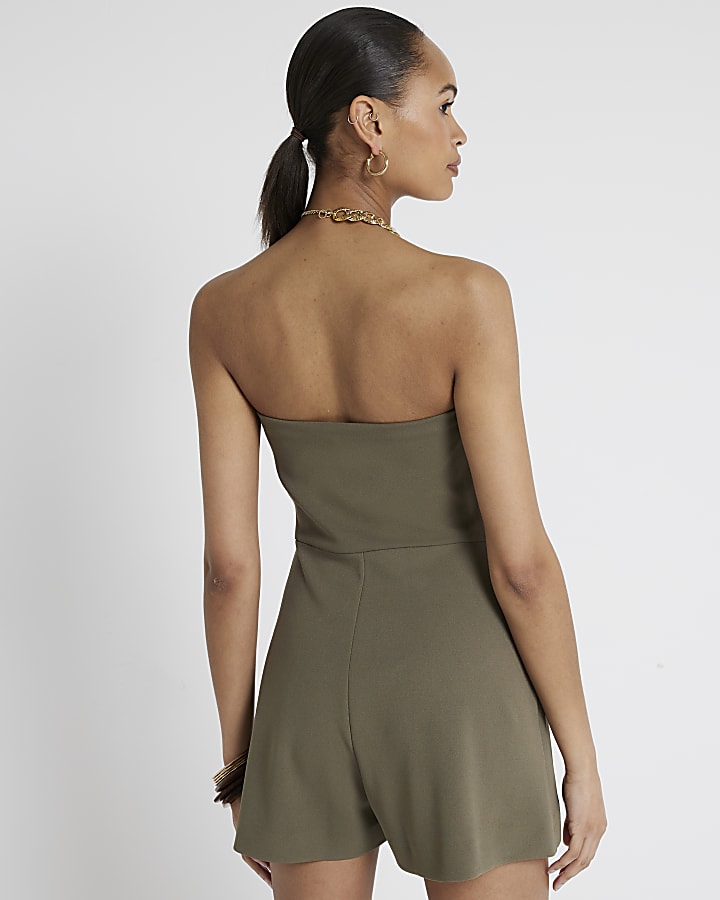 Khaki bandeau skort playsuit