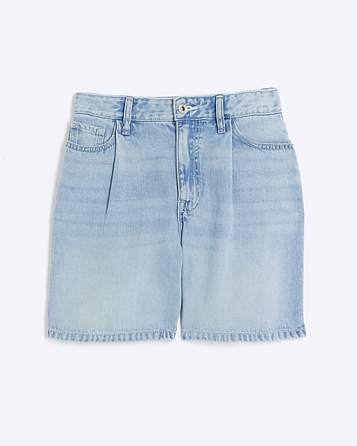 Blue tailored denim shorts