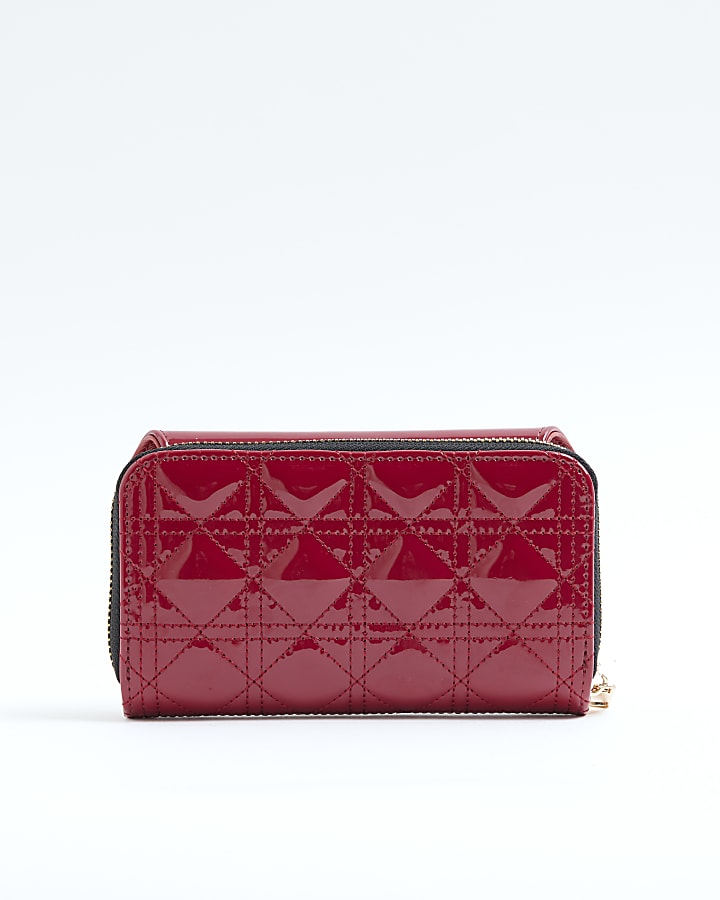 Red patent embossed quilted purse