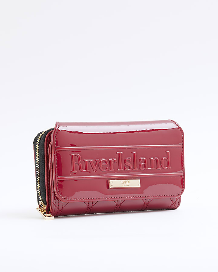 Red patent embossed quilted purse