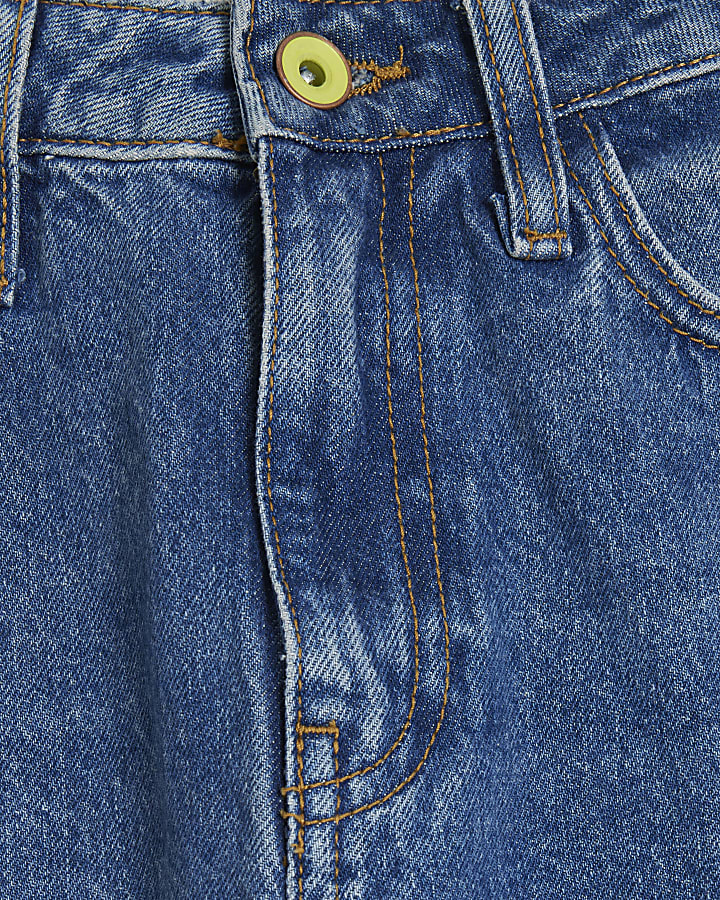 Blue high waisted stove pipe straight jeans