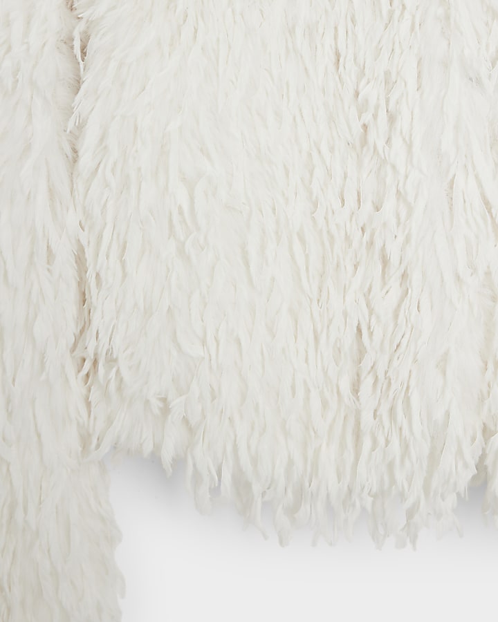 Cream faux feather trophy jacket