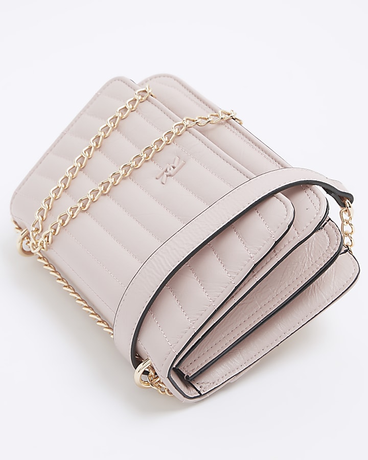 Pink quilted chain strap shoulder bag