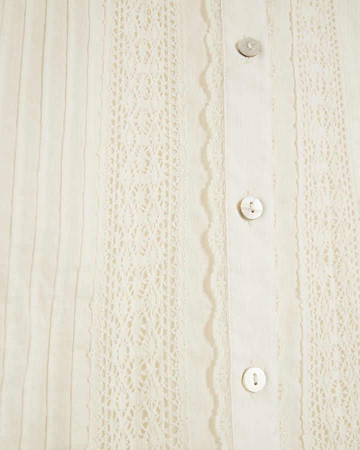 Cream lace panel shirt