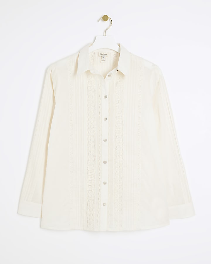 Cream lace panel shirt