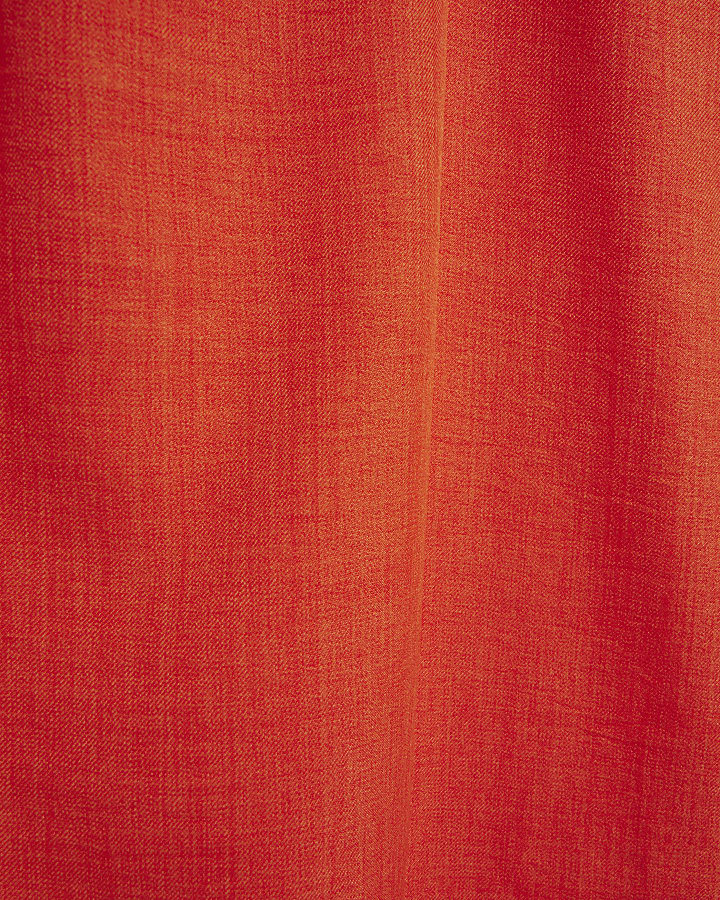 Coral puffed sleeves ruched midi dress