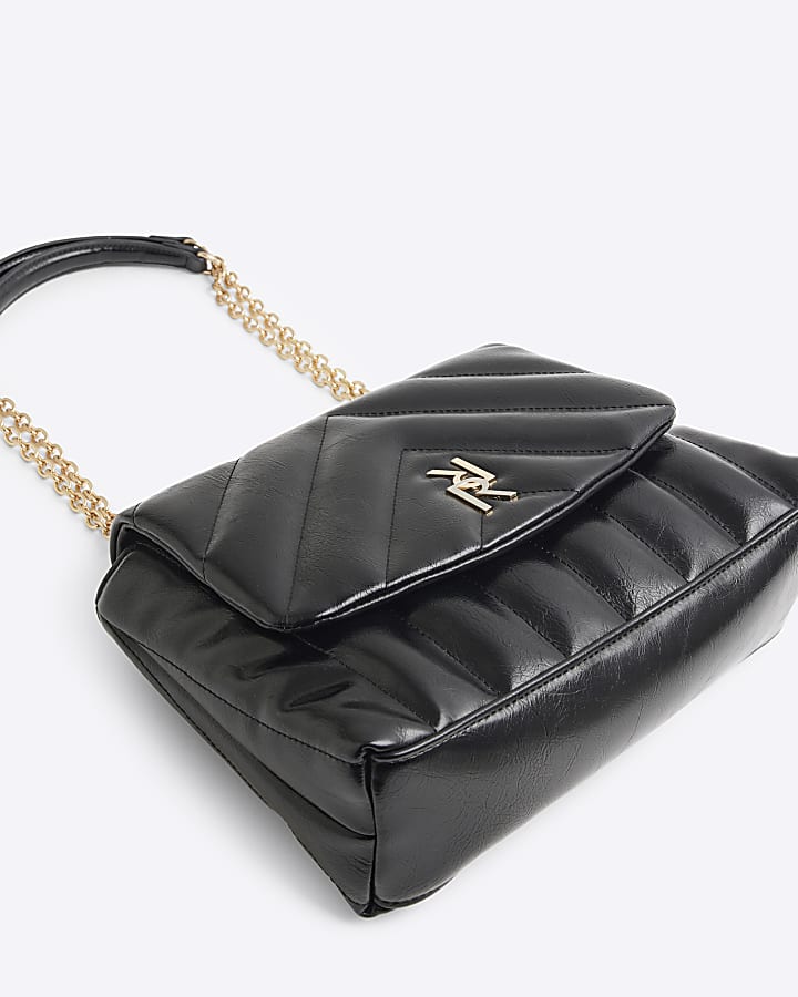 Black quilted chain strap shoulder bag