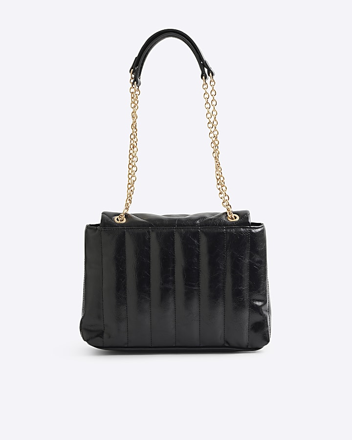 Black quilted chain strap shoulder bag