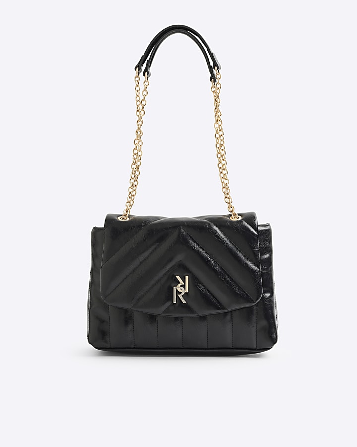 Black quilted chain strap shoulder bag