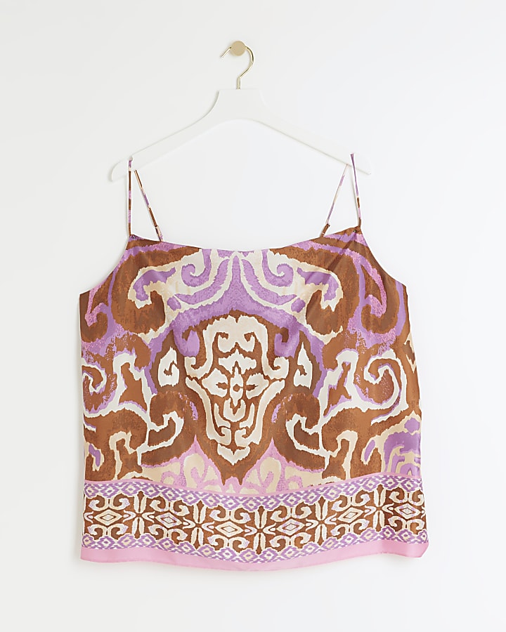 Plus Purple Geometric Cowl Cami Top