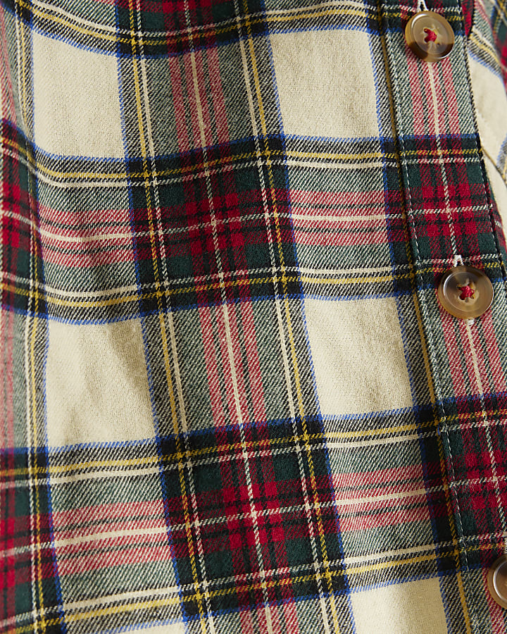 Red check cropped shirt