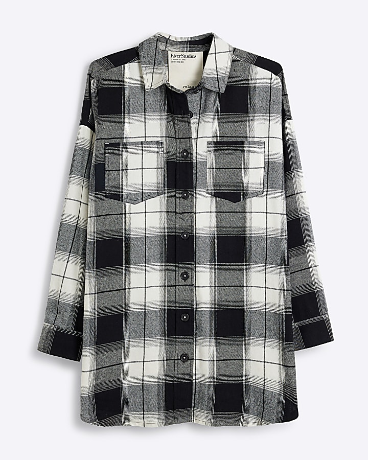 Black Check Longline Shirt