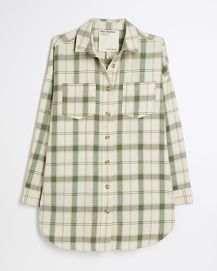 Green check longline shirt