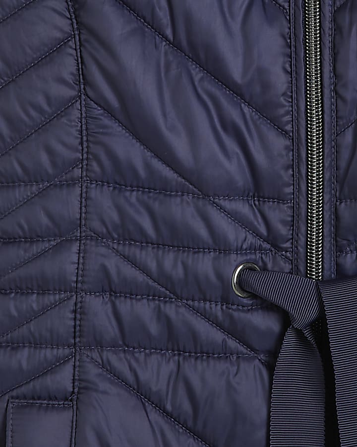 Navy Packable Faux Padded Jacket