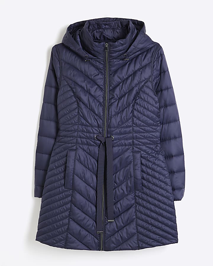 Navy Packable Faux Padded Jacket