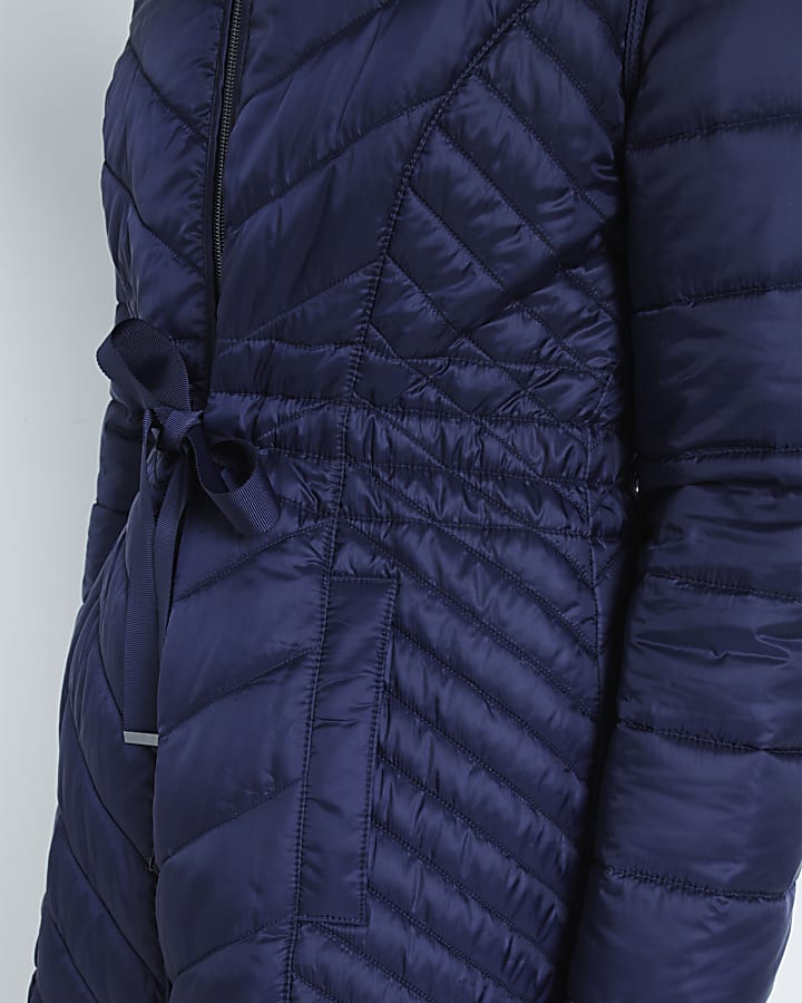 Navy Packable Faux Padded Jacket