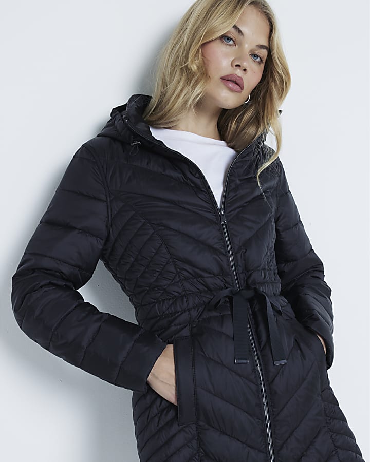 Black Packable Faux Padded Jacket