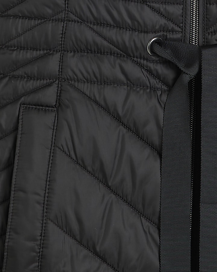 Black Packable Faux Padded Jacket