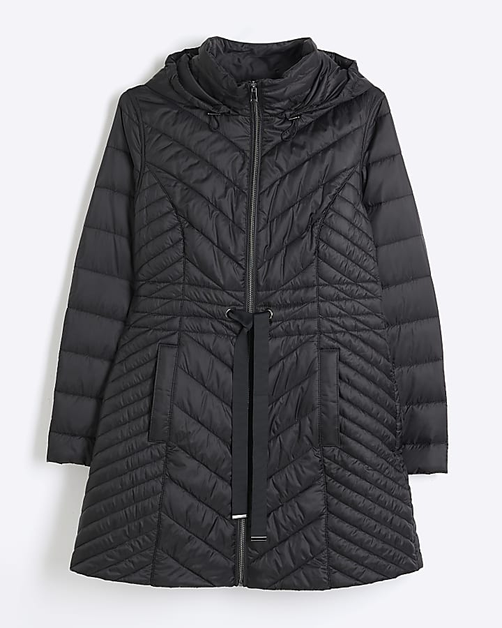 Black Packable Faux Padded Jacket