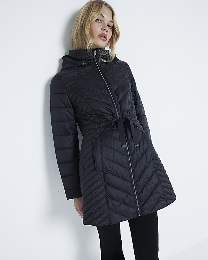Black Packable Faux Padded Jacket