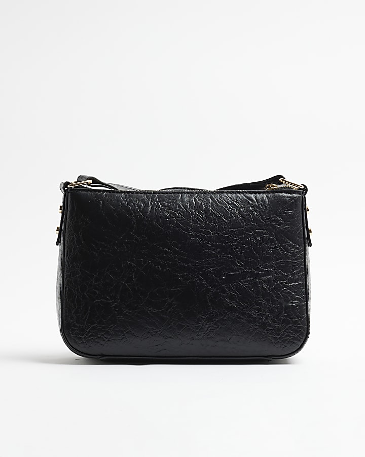 Black panelled zip cross body bag