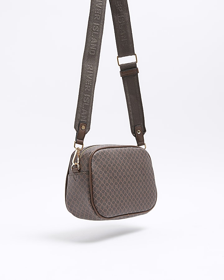 Brown RI Monogram Cross Body Camera Bag