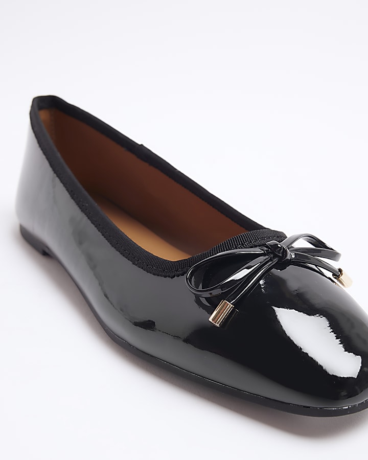 Black Patent Bow Ballet Pumps