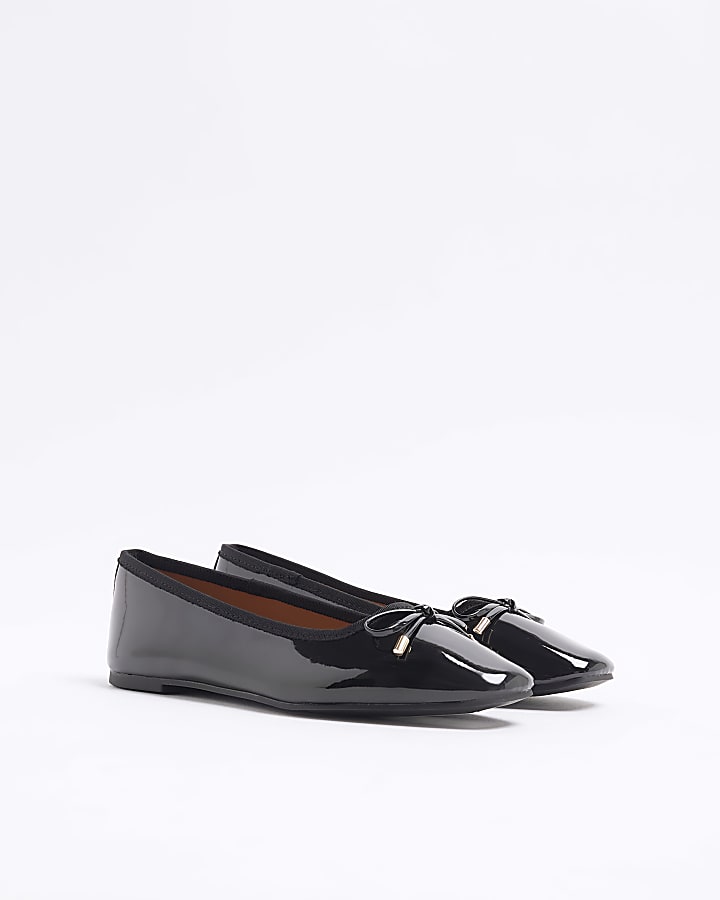 Black Patent Bow Ballet Pumps