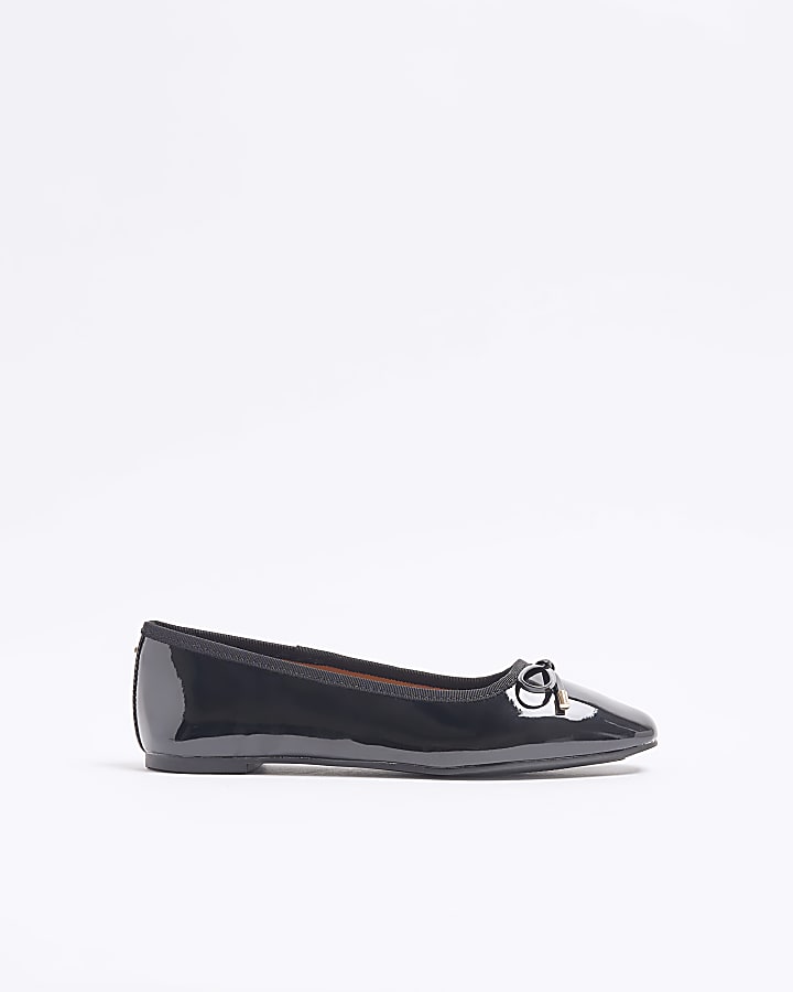 Black Patent Bow Ballet Pumps