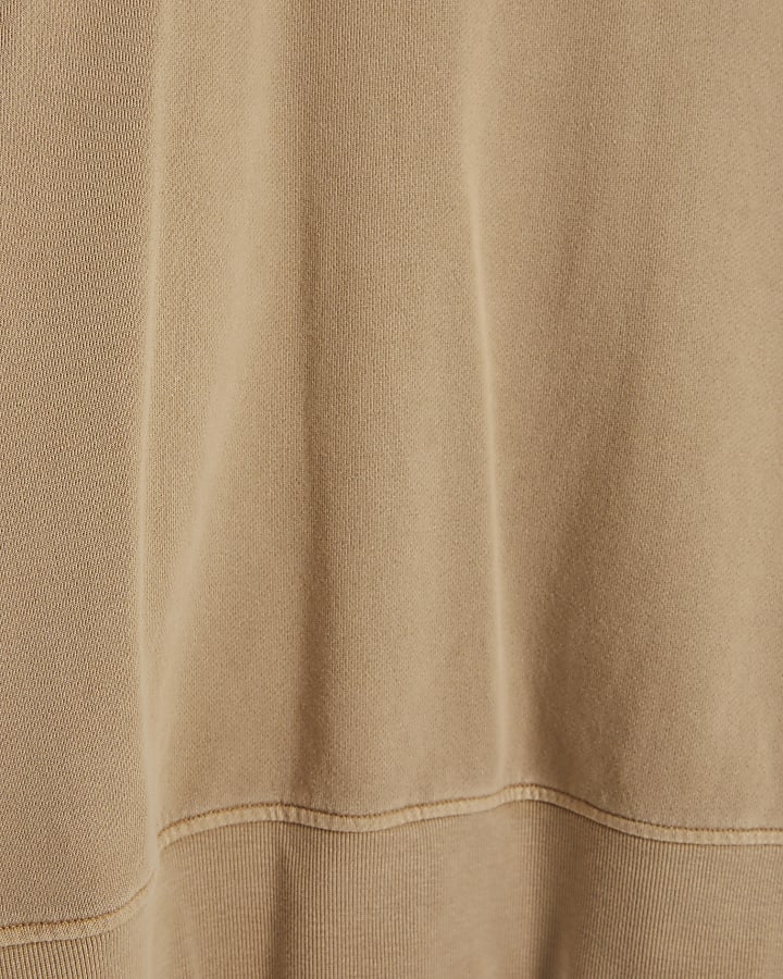 Beige seamed plain sweatshirt