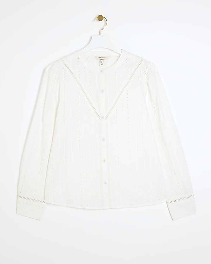 White broderie button up top