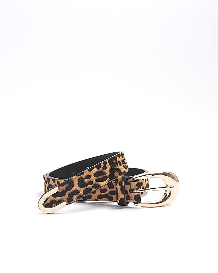 Black leopard print belt