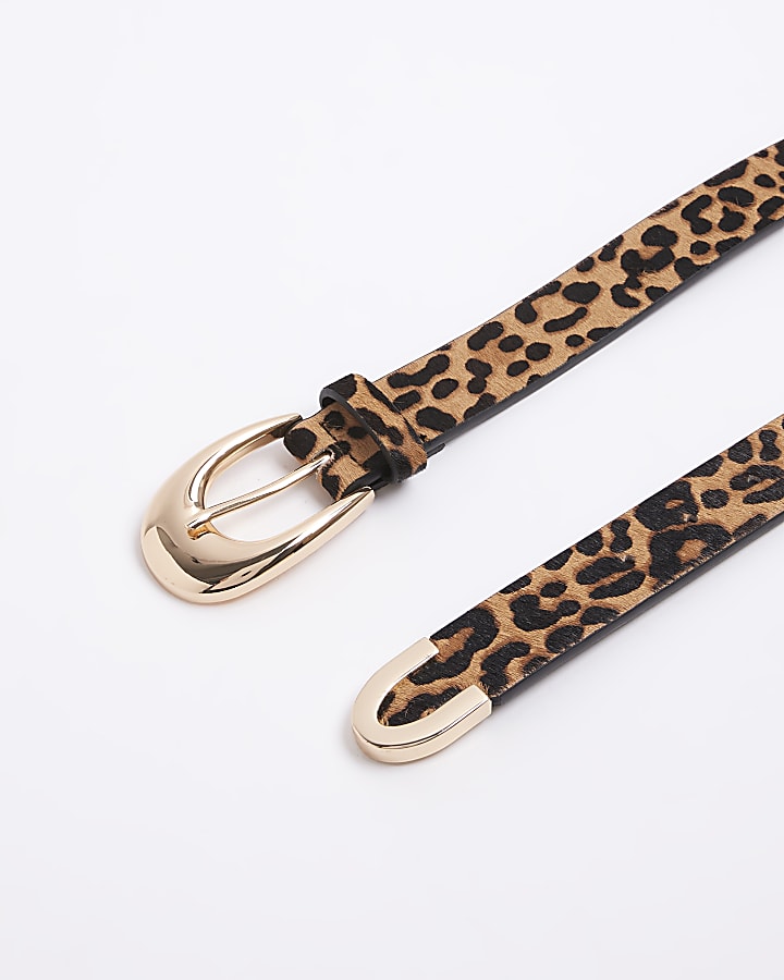 Black leopard print belt