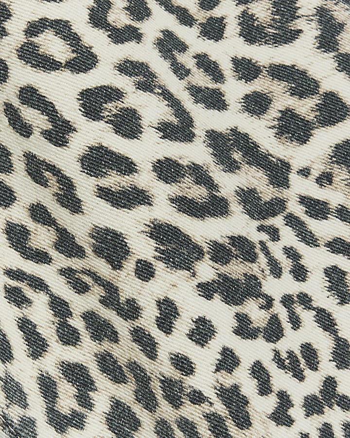 Brown leopard print relaxed straight jeans