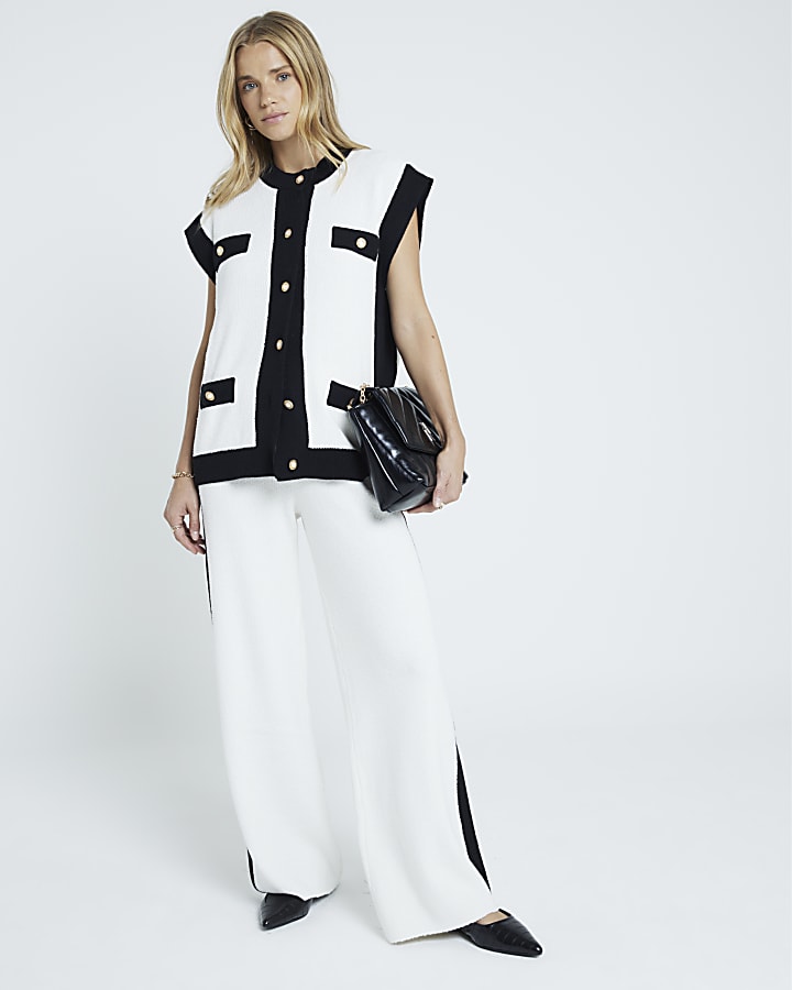 Cream short sleeve tipped waistcoat