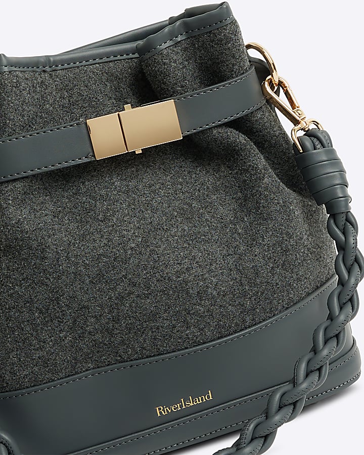 Grey faux wool bucket bag