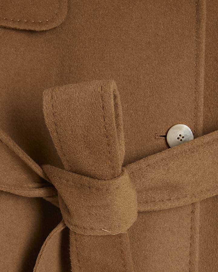 Brown Premium Wool Blend Trench Coat