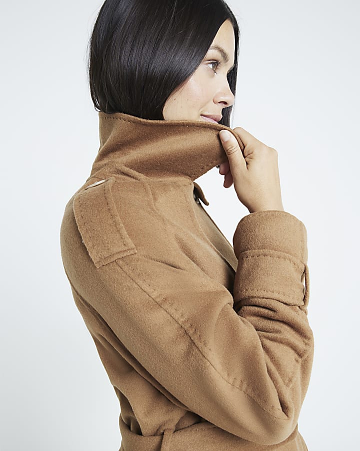 Brown Premium Wool Blend Trench Coat