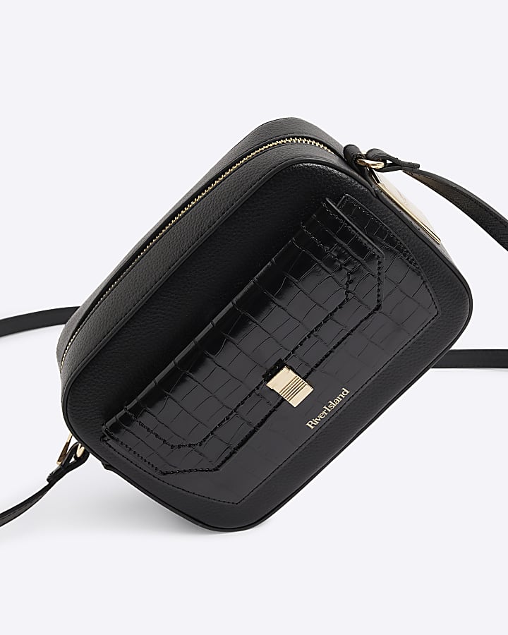 Black faux leather cross body bag