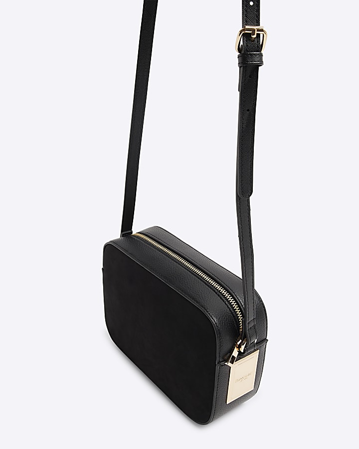 Black faux leather cross body bag