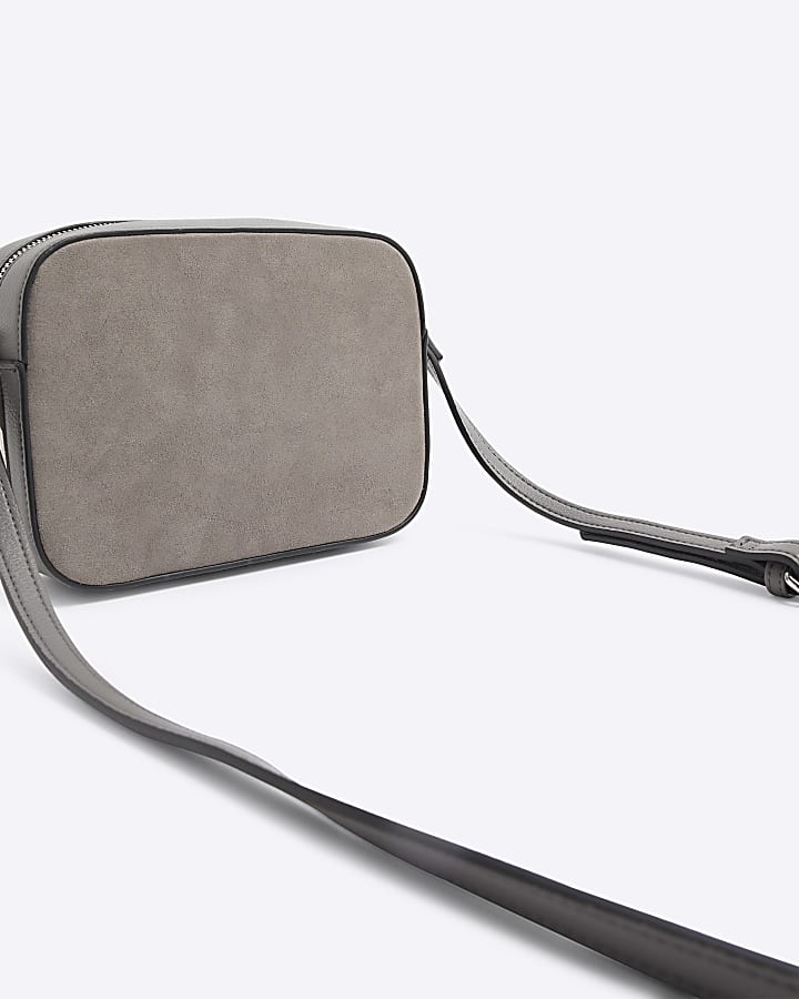 Grey faux leather cross body bag