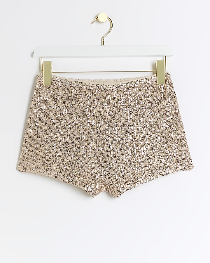 Rose gold sequin hotpant shorts