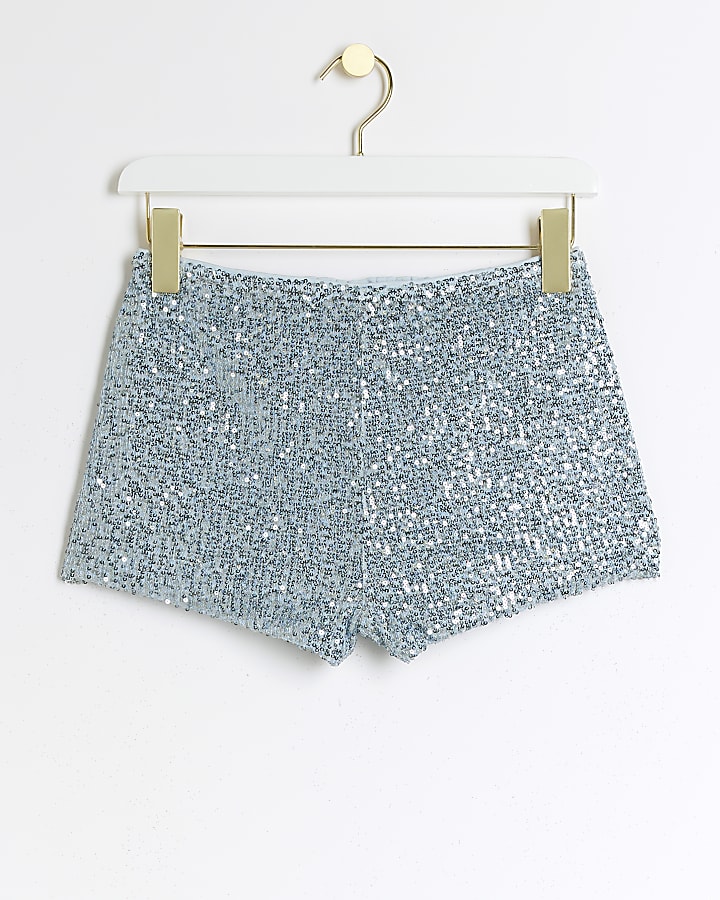 Blue sequin hotpant shorts