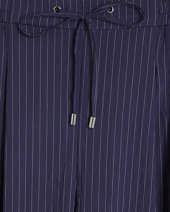 Navy Stripe Wide Leg Trousers